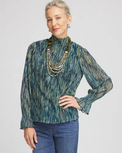 Chico's Crinkle Shine Mock-neck Top In Black Size 20/22 |