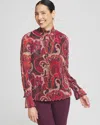 Chico's Crinkle Shine Mock-neck Top In Purple Size 20/22 |  In Deep Raisin