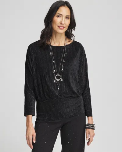 Chico's Crinkle Velvet Banded Hem Top In Black Size 20/22 |