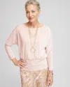 Chico's Crinkle Velvet Banded Hem Top In Pink Size 20/22 |  In Rose Smoke