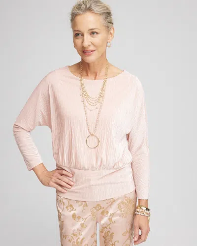 Chico's Crinkle Velvet Banded Hem Top In Pink Size 20/22 |  In Rose Smoke