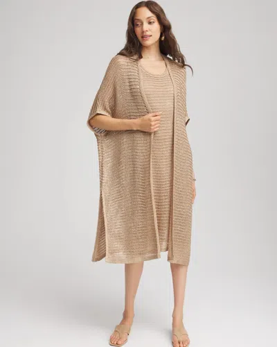 Chico's Crochet-knit Sequins Ruana In Brown