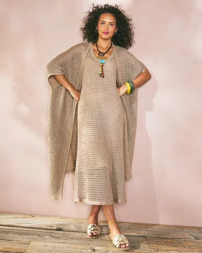 Chico's Crochet-knit Sequins Tank Dress In Brown