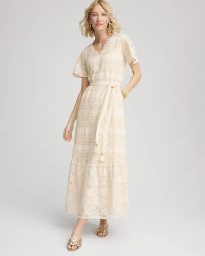 Chico's Crochet-lace Maxi Dress In Neutral