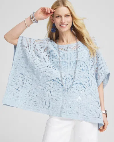 Chico's Crochet Lace Poncho In Blue