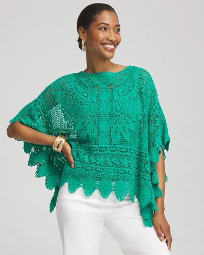 Chico's Crochet Lace Poncho In Green
