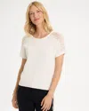 Chico's Crochet Shoulder Pullover Sweater In White In Sand
