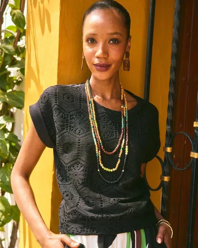 Chico's Crocheted Cotton-blend Shirt In Black
