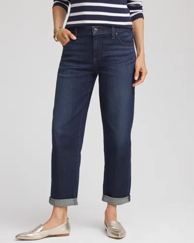 Chico's Cropped Boyfriend Jeans In Ariel Sea Indigo
