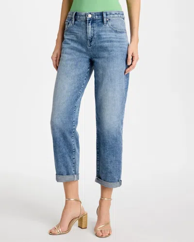 Chico's Cropped Boyfriend Jeans In Sakura Indigo In Blue