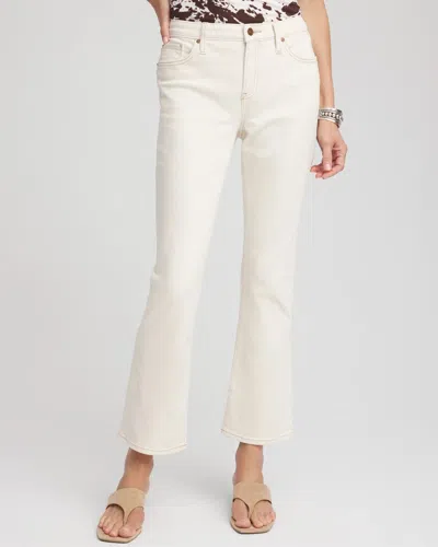 Chico's Cropped Girlfriend Kick-flare Jeans In White In Gray