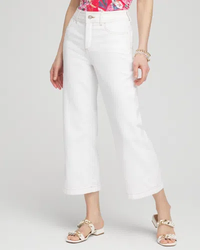 Chico's Cropped Wide Leg Jeans In White Size 14 |