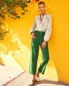 Chico's Cropped Straight-leg Pants In Palm Leaf In Green