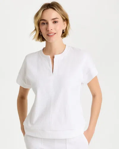 Chico's Crosshatch Knit Top In White