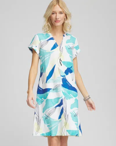 Chico's Cuff Sleeve Linen Dress In Multi