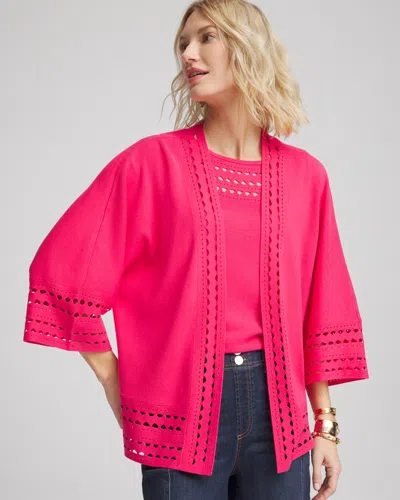 Chico's Cutout Open-front Cardigan Sweater In Dried Roses Size 12/14 |