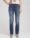 Chico's Dark Wash Pull-on Straight-leg Jeans In Medium Wash Denim