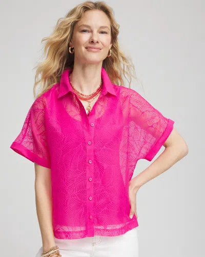 Chico's Deco Burnout Shirt In Pink
