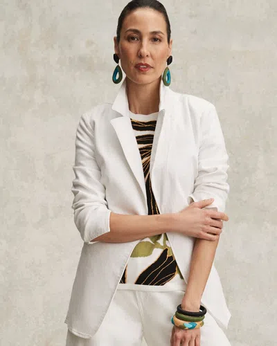 Chico's Denim Blazer In White Size Xl |