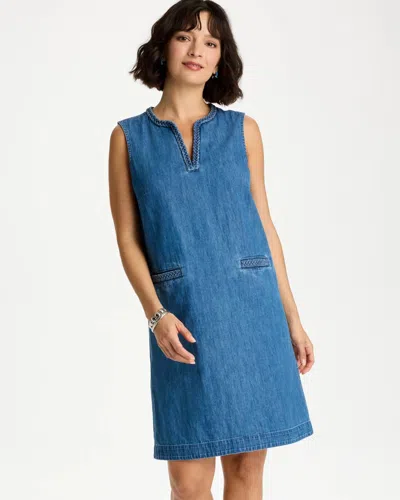 Chico's Denim Braided Dress In Blue In Purple