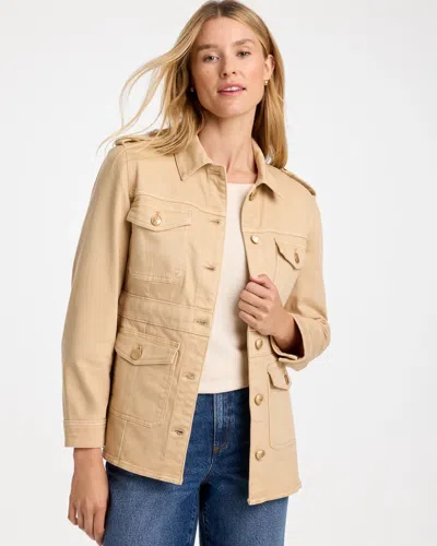 Chico's Denim Field Jacket In Tan In Canella Tan