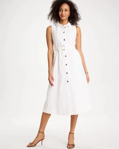 Chico's Denim Sleeveless Shirtdress In White