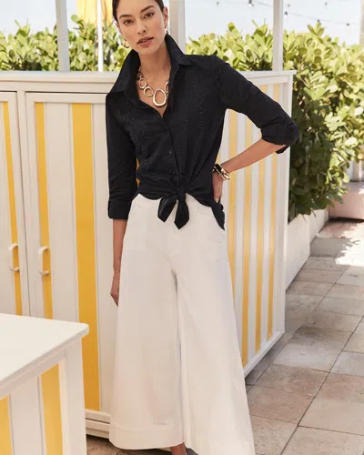 Chico's Denim Trousers Culottes In White Size 14 |
