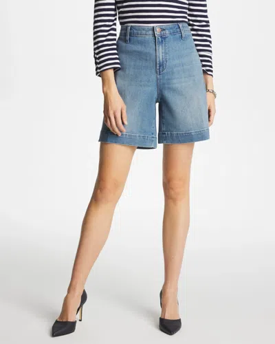 Chico's Denim Trousers Shorts In Monaco Indigo In Blue