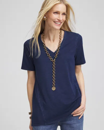 Chico's Denim V-neck Tee Size 8/10 |  In Riviera Authentic