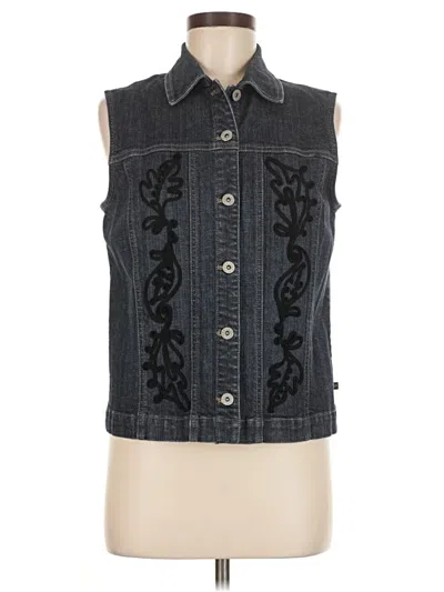 Pre-owned Chico's Denim Vest In Gray