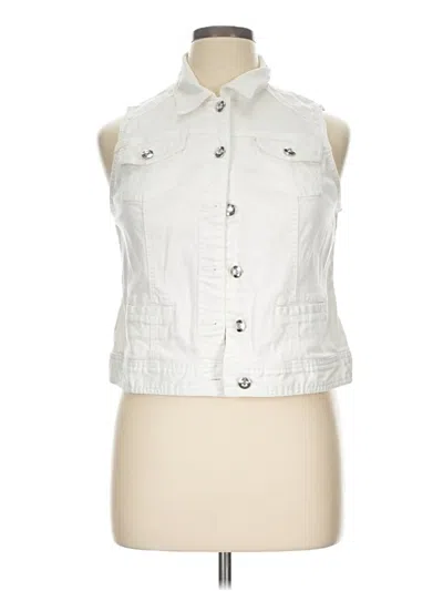 Pre-owned Chico's Denim Vest In White