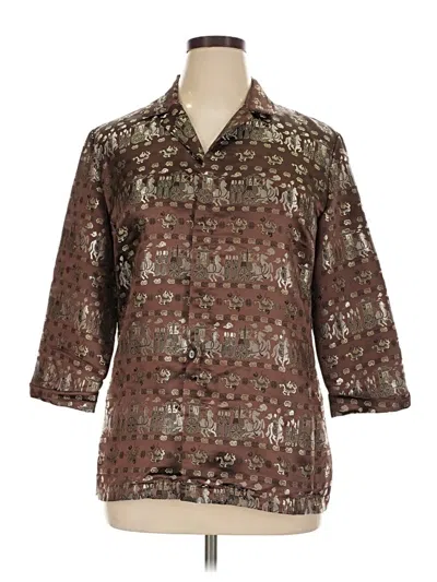 Pre-owned Chico's Design 3/4 Sleeve Blouse In Brown