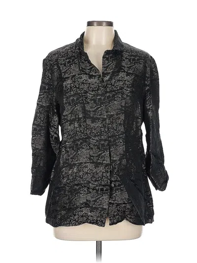 Pre-owned Chico's Design 3/4 Sleeve Button Down Shirt In Black
