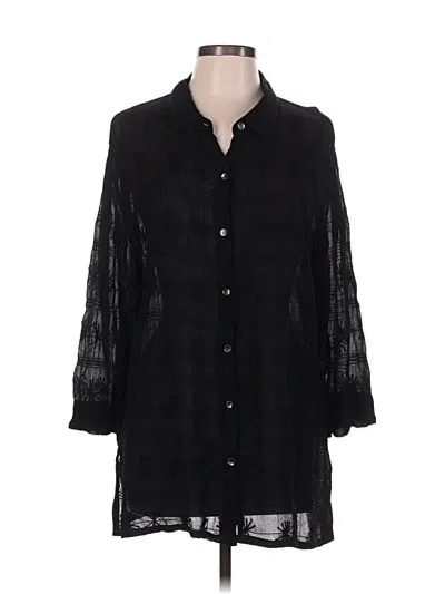 Pre-owned Chico's Design 3/4 Sleeve Button Down Shirt In Black