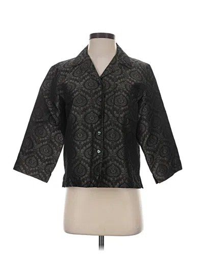 Pre-owned Chico's Design 3/4 Sleeve Button Down Shirt In Black
