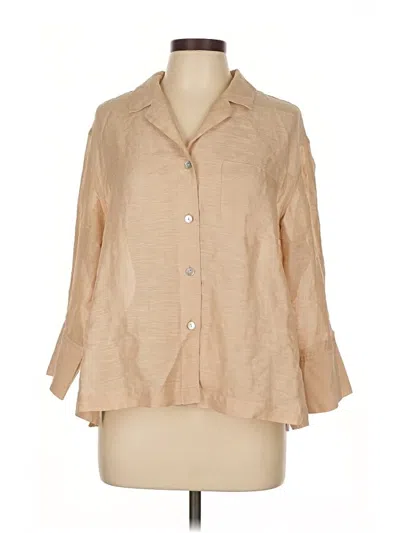Pre-owned Chico's Design 3/4 Sleeve Button Down Shirt In Brown