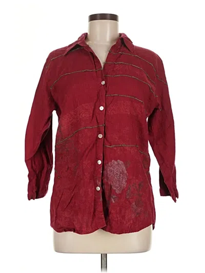 Pre-owned Chico's Design 3/4 Sleeve Button Down Shirt In Burgundy