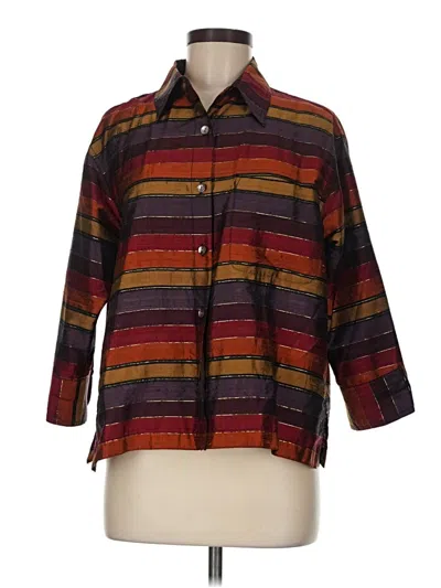 Pre-owned Chico's Design 3/4 Sleeve Button Down Shirt In Burgundy