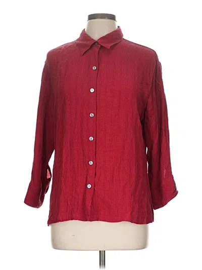 Pre-owned Chico's Design 3/4 Sleeve Button Down Shirt In Burgundy