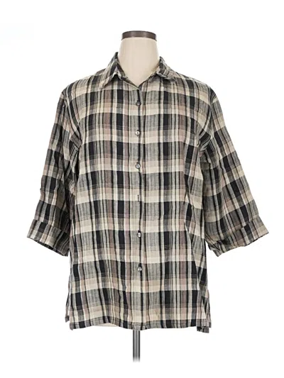 Pre-owned Chico's Design 3/4 Sleeve Button Down Shirt In Gray