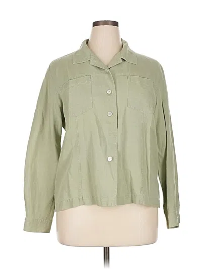 Pre-owned Chico's Design 3/4 Sleeve Button Down Shirt In Green