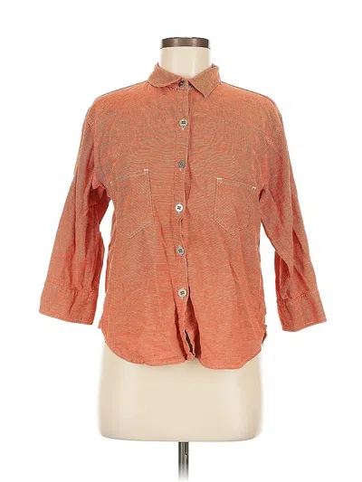 Pre-owned Chico's Design 3/4 Sleeve Button Down Shirt In Orange