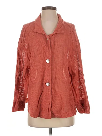 Pre-owned Chico's Design 3/4 Sleeve Button Down Shirt In Orange