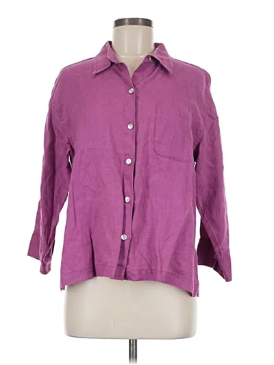 Pre-owned Chico's Design 3/4 Sleeve Button Down Shirt In Purple