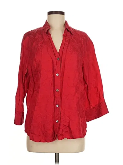 Pre-owned Chico's Design 3/4 Sleeve Button Down Shirt In Red