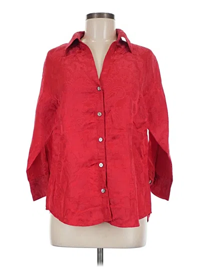 Pre-owned Chico's Design 3/4 Sleeve Button Down Shirt In Red