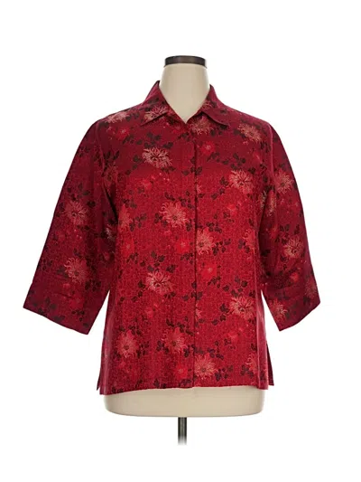 Pre-owned Chico's Design 3/4 Sleeve Button Down Shirt In Red