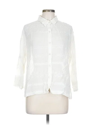 Pre-owned Chico's Design 3/4 Sleeve Button Down Shirt In White