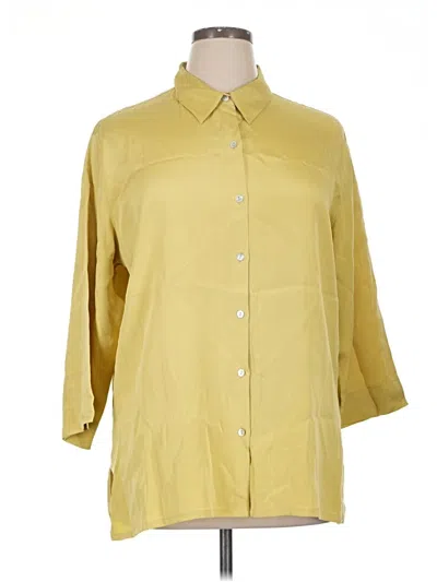 Pre-owned Chico's Design 3/4 Sleeve Button Down Shirt In Yellow