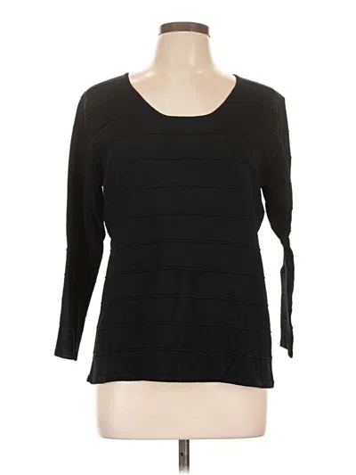 Pre-owned Chico's Design 3/4 Sleeve Top Black Boatneck Tops